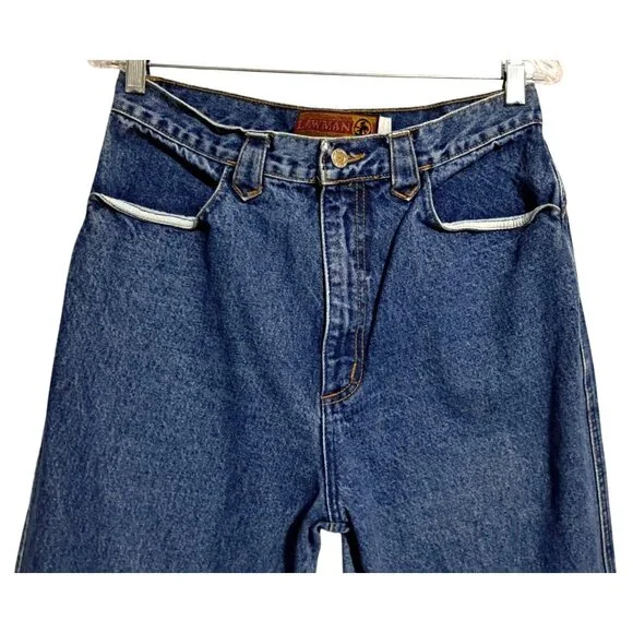 Lawman Western Womens Denim Jeans Size 15 100% Cotton High Rise Straight Leg Vin - Picture 4 of 7